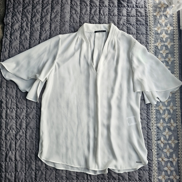 TAHARI white blouse Size M - Picture 3 of 8